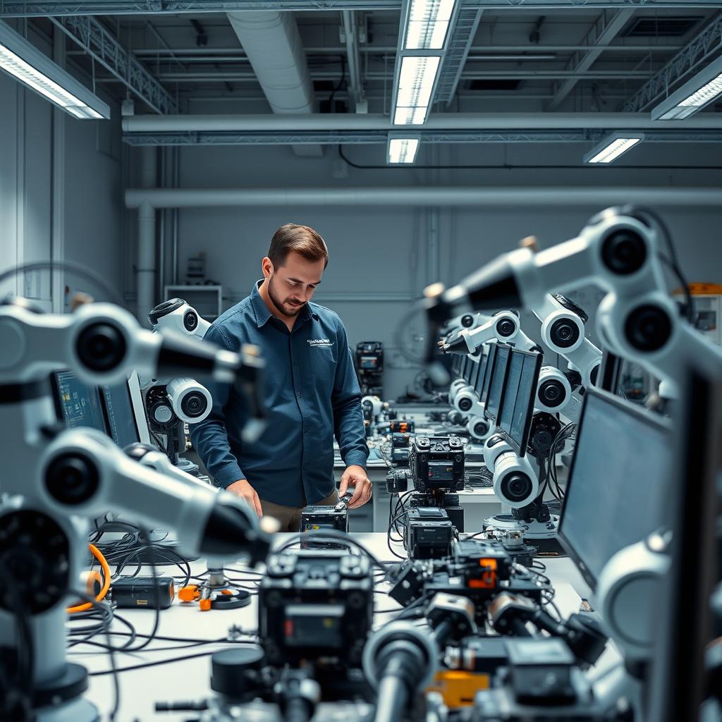 masaüstü robot fabrikası, küçük ölçekli otomasyon, insan gösterimiyle öğrenen robot, genel amaçlı robotik, elektronik montaj otomasyonu, üretim hattı robotları, esnek üretim, robotik kol eğitimi